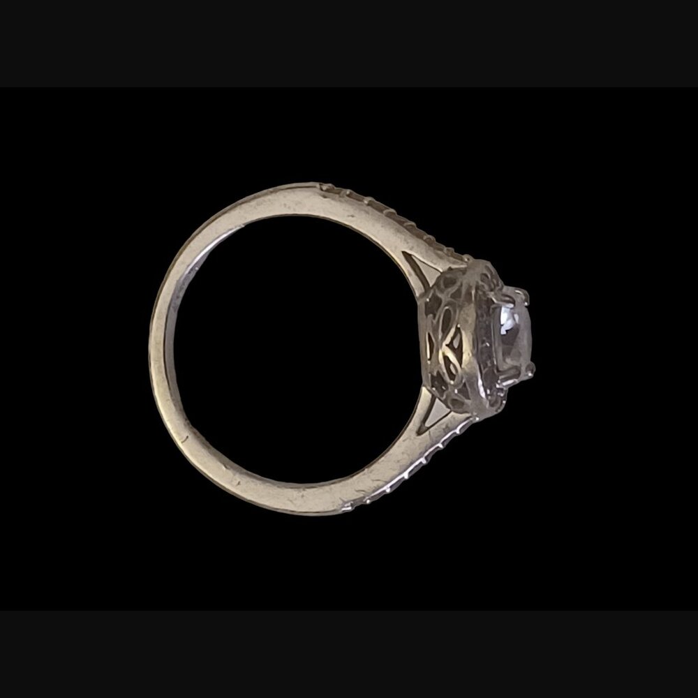 925 Sterling Silver Round Cut Halo Size 8.75 Statement Engagement Ring - Picture 9 of 9